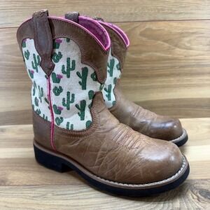 Ariat Fatbaby FLAWED Cactus Western Girls Boots 1.5 Youth Brown Green Pink